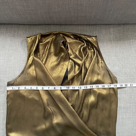Parker Gold Metallic Draped Sleeveless Wrap Top Women's Size XS Holiday Party - Picture 6 of 7